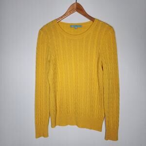 Antonio Melani Yellow Cashmere Cable Knit Sweater Women's Size Small